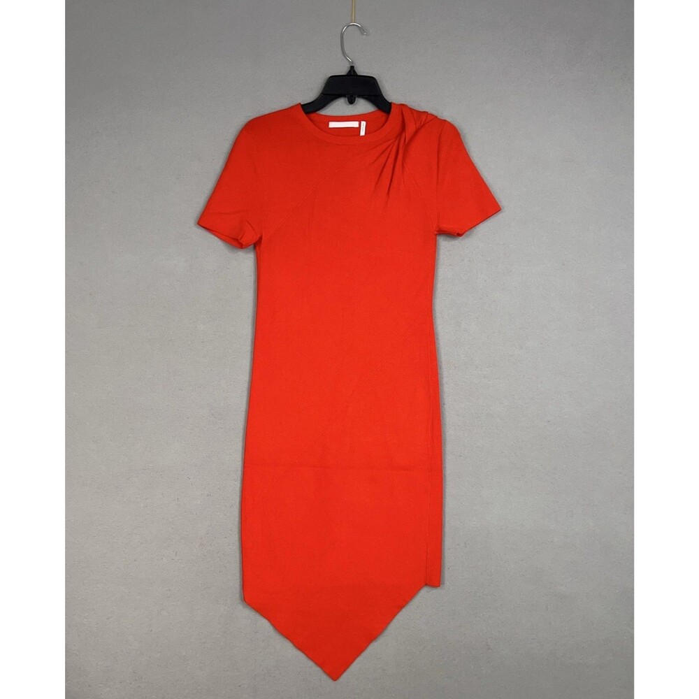 Helmut Lang Dress Womens XS Red Asymmetrical Hem Minimal Evening Capsule Holiday